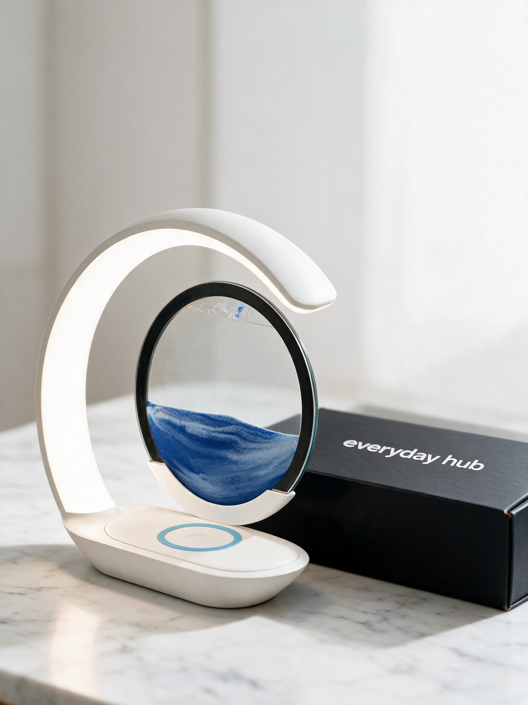 Dune Lamp with everyday hub gift box on marble